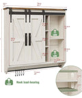 Farmhouse Style Medicine Cabinet With 2 Sliding Barn Doors, 3 Tier Rustic Wood Wall Storage, Adjustable Shelves And Towel Bar