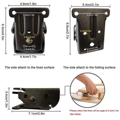 Dimensions and details of Beefy Heavy Duty Four Piece Collapsible Support Frame With Self Locking Hinges Leg Fittings And Corner Braces