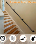 Badass Industrial Pipe Handrail For Indoor Or Outdoor Living Spaces Rock Solid Wall Mount Stair Rail in matte black finish.