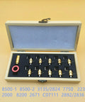 Ergonomic Mainspring Winder Kit with wooden case for watch repair, including winding tool and fixed base loop for 7750 movement.