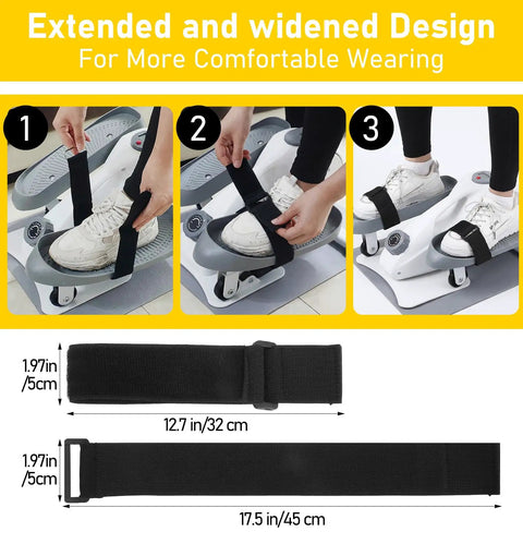 2 Pack Bike Pedal Straps for Under Desk Workouts, Adjustable Leg Exerciser Traction Straps for Elliptical Machines, Secure Stability