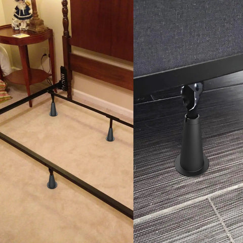 5 Inch High Rise Bed Frame Risers Set Of 6 With Socket Sleeve To Replace Bed Feet And Lift Your Bed Frame By Five Inches For Under Bed Storage Durable Construction For Mattress Support And Clear Storage Of Bins And Seasonal Gear