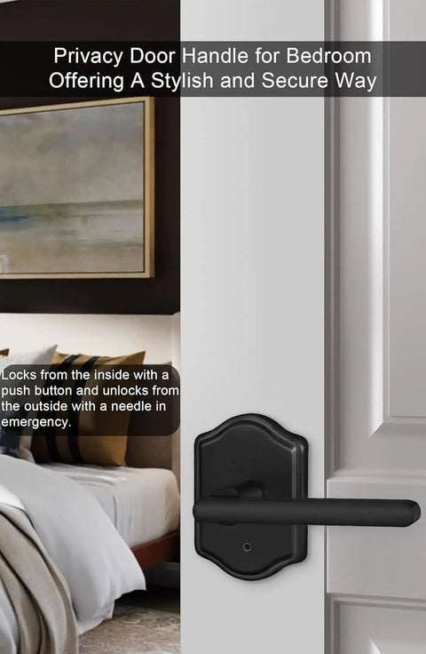 Matte Black Interior Door Handle Set With Privacy Lever For Bedroom And Bathroom Dope Modern Look on door near bed