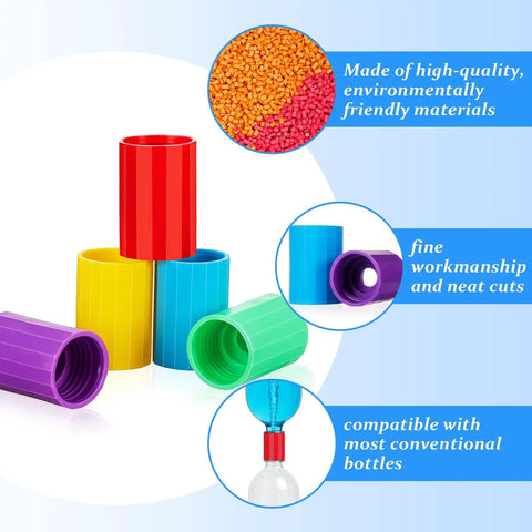 Tornado Bottle Connectors Kit For Demonstrations And DIY Science Experiments, Vortex Tubes In 5 Colors, 100 Pcs Compatible With Most PET Bottles