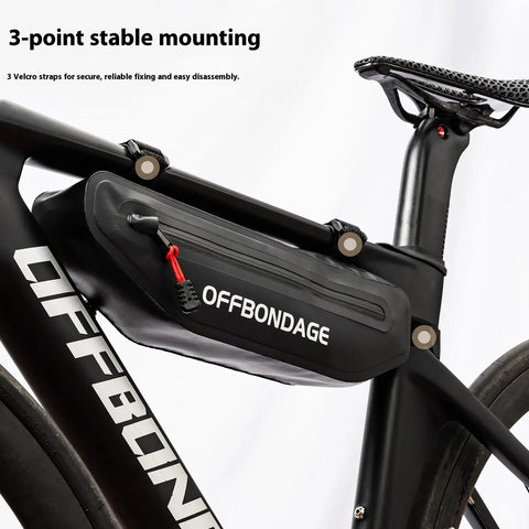Slim Under Top Tube Bike Frame Bag For Road Riding And Bikepacking, 2L Waterproof Storage, attached with Velcro straps to bike