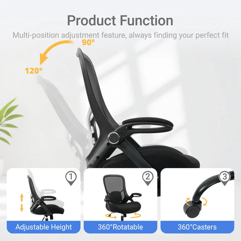 Beefy 400 Lb Heavy Duty Office Chair With 5 Inch Thick Seat, adjustable backrest and armrests, mesh design, black color