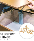 Gold Finish 92 Degree Quadrant Hinges For Jewelry Boxes And Small Cabinets With 8 Hole Iron Bent Corner Folding Lid Hardware 1.42 x 1.18 Inch Heavy Duty Durable Support And Tough As Nails For DIY Craft Projects shown installed on a cabinet lid.