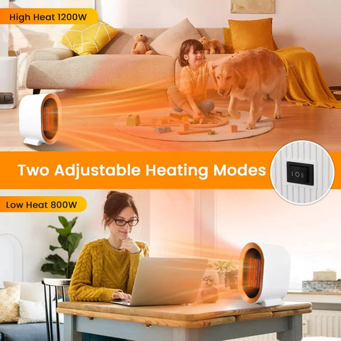 Indoor Space Heater With Dual 1200W And 800W Modes Portable Desk Heater For Office Or Home Ceramic PTC Heating Delivers Quick Heat