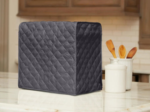 Side view of Bread Maker Cover With Quilted Protection, Dust And Stain Resistant, Washable Slip On Design For Countertop Storage, Slate Color