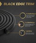 Black U-Channel Rubber Edge Trim, Flexible PVC Edge Protector for Sheet Metal, Car Doors, Hatches and Panels, Heat and Water Resistant.