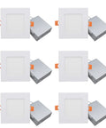 Pack of 6 Lit 4 Inch Recessed LED Panel Lights 9W 550 Lumens Dimmable 120V 5000K Daylight ETL Listed Canless Square Downlight