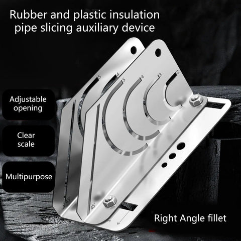 Pro Grade Foam Pipe Cutter Tool For Precise 45 Degree Insulation Cuts And Lagging Stainless Steel on dark background
