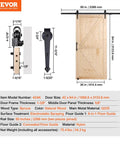 Badass 42X84 Inch Sliding Barn Door With Full 7Ft Hardware Kit And Glide Handle Solid Wood Core Panels diagram with dimensions.