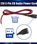 2-Wire CB Power Cable With 3 Pin Plug And 15A Fuse, 59 Inch Long Replacement CB Radio Power Cord, Beefy 16-Gauge Copper Wires