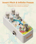 South Zoo Dope Voice Synth Pedal For Triple Voice Polyphonic Guitar Synthesis With Invert Pitch Follow Freeze Textures Lo-Fi Glitch And Wild Experimental Animal Sound Effects Shifter with colorful design.