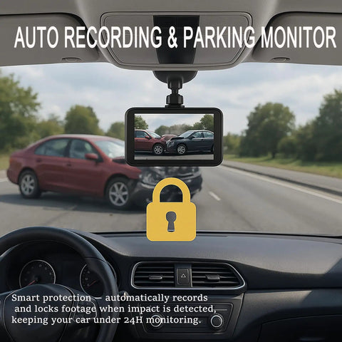 3 Inch Dash Cam For Cars 1080P HD Car Camera Wide Angle Driving Recorder With Night Vision inside vehicle showing road view