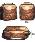 Desert Flower Cactus Insulated Lunch Bag Tote With Leakproof Cooler Waterproof Reusable Thermal Food Bag, 9.5x10.5x3.5 inches