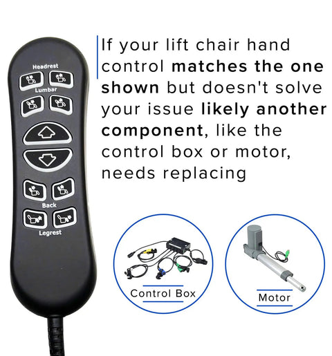 Ten Button Five Pin Replacement Hand Control For MM3702 Lift Chair Power Recliner Remote Controller No Fuss Upgrade Replacement For MM3702 Dual Motor Lift Chair Easy Install Durable 10 Button Hand Controller For Home Comfort, black remote