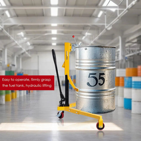 Heavy Duty 55 Gallon Drum Cart With Built In Hydraulic Lift 550 Lb Load Poly On Steel Braked Wheels Upgraded Oil Drum Dolly Trolley For Easy Drum Moving with 55-gallon steel drum