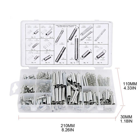 Top Tier 200 Piece Steel Spring Assortment Kit With 20 Different Sizes For Home Repairs Heavy Duty Metal Springs Essential Tool For Pros And DIYers, plastic case