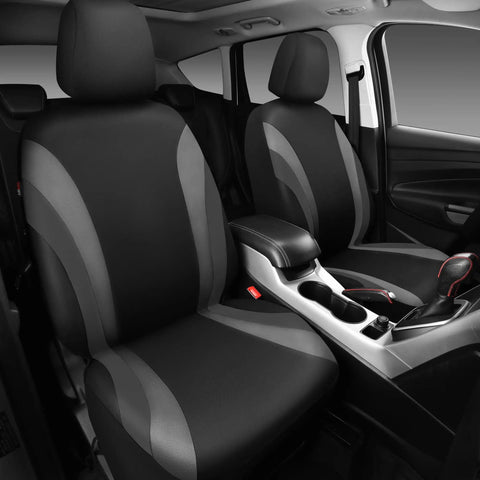 Sporty Front Seat Covers For Cars, SUVs, And Trucks, Universal Fit, Airbag Compatible, Black And Gray Two Front Seats Kit