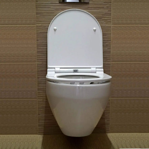 Toilet with 12 Pack Universal Toilet Seat Bumpers Kit With Super Sticky Adhesive Rubber Spacers For Bidets And All Toilets