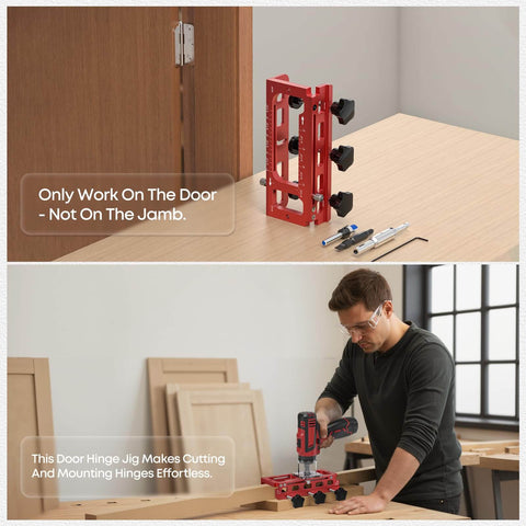 Pro Grade Aluminum Door Hinge Jig And Router Template For Diy Woodworking, Adjustable Door Mortiser Fits Hinges From 2.5 To 5 Inches