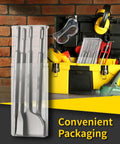 SDS Plus tile removal chisel set, 4-piece Firecore alloy steel chisels in a clear plastic case, front view.