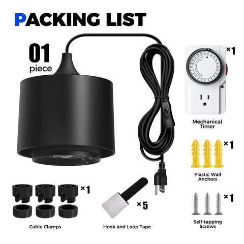 Packing list for 40 Watt Full Spectrum Hanging Plant Lights for Indoors with adjustable components and accessories.