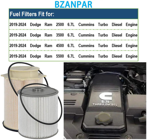 Diesel Fuel Filter Water Separator Kit For Ram 2500 3500 4500 5500 6.7 Cummins Diesel 2019 2020 2021 2022 2023 2024 Dodge