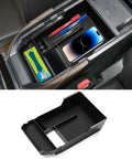 Mazda CX30 Center Console Organizer Tray And Armrest Storage Box in black ABS, compatible with 2020-2026 models, showing organized compartments.