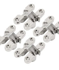 Invisible Hinge Set 4 Pieces Zinc Alloy Cross Hidden Hinge 180 Degree Swing For Doors Cabinets Jewelry Boxes Windows Durable Low Profile Mounting Seamless Look Easy Install.
