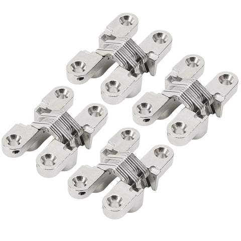 Mini Cross Hidden Hinge Set Zinc Alloy 180 Degree Swing Invisible Hinge For Jewelry Boxes Cabinets Doors Folding Doors DIY Projects 4 Pcs 43mm