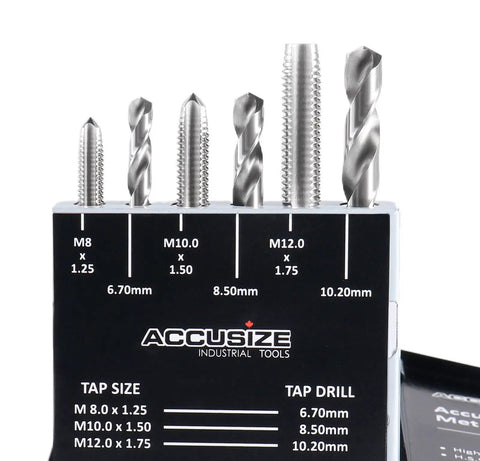 Metric 18 Pcs HSS Tap And Drill Set For Quick No Nonsense Metalwork, Includes M2.5X0.45 Through M12X1.75 Taps And 2.05 To 10.20mm Drills, Fully Ground For Precision, Ideal For Home Shops CNC And Maintenance Projects