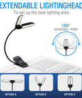 Clip On LED Book Light With Charger And Travel Case Covers Both Pages Warm White Reading Light adjustable heads