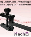 Spring Loaded Clamp Type Knurling Tool for Lathes, 2-Inch Capacity, 3/8-Inch Shank, durable metal design shown at angle