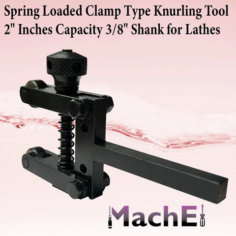 Spring Loaded Clamp Type Knurling Tool for Lathes, 2-Inch Capacity, 3/8-Inch Shank, durable metal design shown at angle