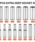 14-piece deep hex socket set from 4mm to 15mm, chrome vanadium steel, product: Quarter Inch Drive Metric Master Socket Set, 6 point