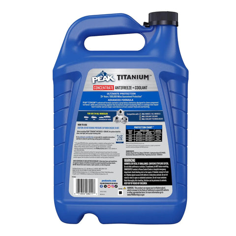 Titanium Extended Life Yellow Antifreeze And Coolant Concentrate 1 Gallon back view showing usage instructions and info