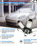 2 Pack Ultra Bright LED Garage Light Kit with 32000 Lumens and 160W 6500K Daylight in use, car illuminated in garage