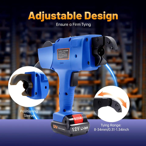 Dynamo Automatic Rebar Tying Machine With 2 X 1800 Mh Batteries Portable Cordless Electric Reinforcing Tier Gun For Steel Mesh Cages And Structures 8-34Mm Range Blue with adjustable design and positioning sleeve