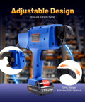 Heavy Duty Electric Rebar Tying Machine Auto Knot Release Gun 8-34mm Range, blue adjustable design with positioning sleeve.
