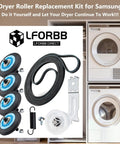 Front Load Dryer Roller Replacement Kit With Belt And Idler Pulley for Samsung compatible with DV42H5000EWA3, DV45H7000EWA2, and DV48H7400EWA2