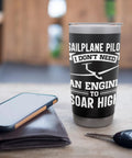 Stainless Steel Insulated Tumbler For Sailplane Lovers And Aviation Enthusiasts Keeps Cold Drinks Ice Cold Or Hot Coffee On Long Fly Days Durable Travel Mug Built For Glider Pilots And Aviation Nerds on table with keys and phone