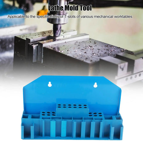 Beefy 58mm T Slot Clamp Kit Hardened Stud Clamp Set For Lathe And Milling Machines M14 with blue storage box on workbench