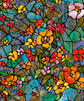 Self Adhesive Privacy Glass Window Film 3 Pack Venetian Garden 17 Inch By 78 Inch Roll with floral stained glass design.