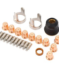 Get Your Torch Tip Kit Ready With This 24Piece Plasma Cutting Consumables Combo Featuring Easy Swap Electrodes Nozzles Caps And Standoffs Perfect For PTM60 IPT60 PT40 And IPT40 Machines To Keep Your Welding Games Fresh And Cuts Smooth: Copper nozzles, caps, and standoffs.