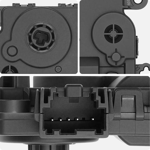 Close-up of aftermarket HVAC heater beefed up blend door actuator for Ford Explorer Escape Mustang Mach E Bronco Sport Ram 1500 2500 3500 Malibu