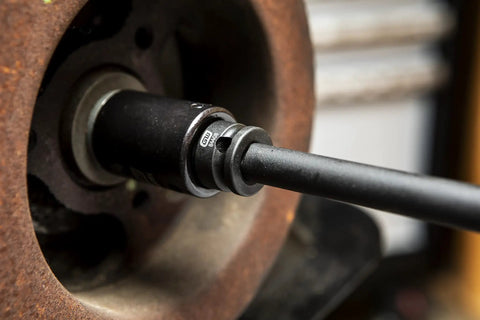 Close-up of Six Piece Drive Impact Socket Adapter Set For 1/4, 3/8, 1/2, 3/4 Inch Drives With Pin Retention, CR-MO Alloy