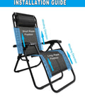 Installation guide for Four Pack Heavy Duty Zero Gravity Chair Replacement Cords on a black folding chair.